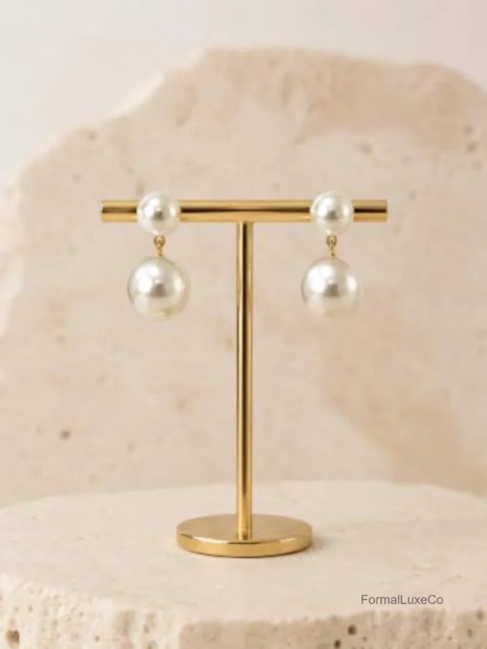 14K Gold Plated Pearl Drop Dangle Stud Earrings with Hypoallergenic Titanium